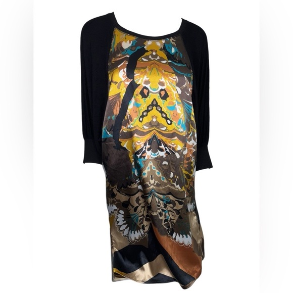 XS Uncle Frank Silky Soft Retro Dress Printed Oversized Sleeves - Picture 1 of 14